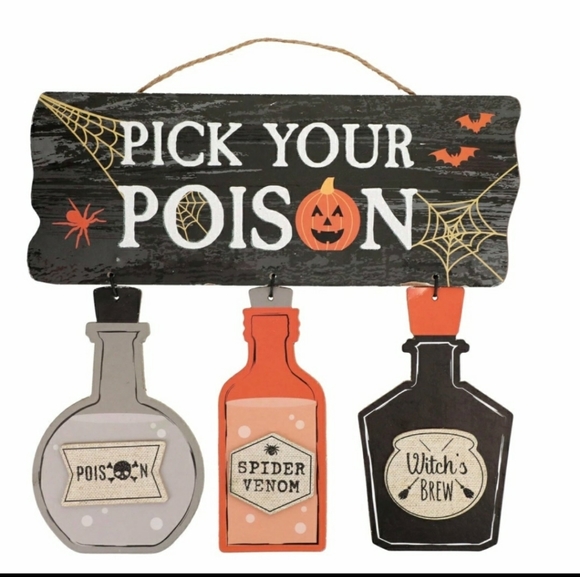 None Other - Halloween Hanging Door Sign Poison Spell Bottles